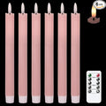 GenSwin Flameless Pink Taper Candles Flickering with 10-Key Remote, Battery Operated Led Warm 3D Wick Light Window Candles Real Wax Pack of 6, Christmas Home Wedding Decor(0.78 X 9.64 Inch)