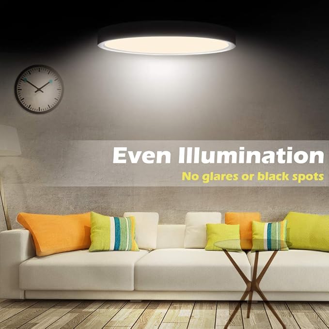 LightingWill 12 Inch LED Flush Mount Ceiling Light Fixture, 4000K Nurture White, 3200LM, 24W, Flat Modern Round Lighting Fixture, 240W Equivalent White Ceiling Lamp for Kitchens, Bedrooms.etc.