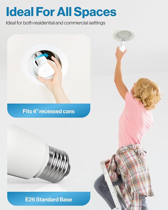 Sunco 10 Pack BR20 LED Bulb Dimmable, Small Recessed Lighting Bulbs, R20 Mini Flood Light Indoor, 550 LM, 7W (50W Equivalent), 2700K Soft White, E26 Base, Can Light for Home, Kitchen, Bedroom UL