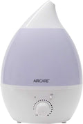 AIRCARE Aurora Ultrasonic Cool Mist Humidifier, Whisper-Quiet between 8-24 hours, Seven Color LED Night Light, Essential Oil Tray and Automatic Shut-Off for Baby, Nursery or Bedroom (White, 1 gal)