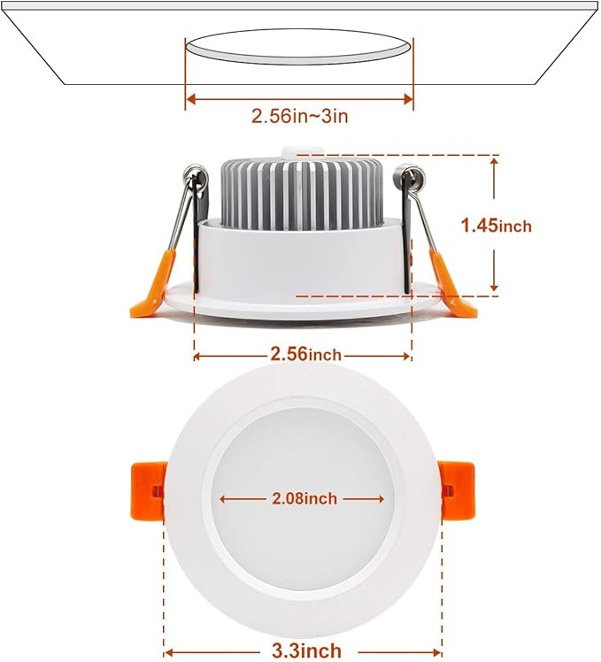 YGS-Tech 3 Inch LED Recessed Lighting, Dimmable Downlight 5W(40W Halogen Equivalent), CRI80, 4000K Natural White, Ceiling Light with LED Driver(10 Pack)