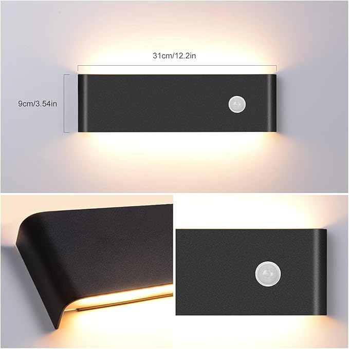 LED Hardwired Motion Sensor Light Indoor Wall Sconce, Motion Sensor Wall Light Indoor Sconce Wall Aluminum Modern Wall Sconce for Living Room Hallway Stair 12W Warm White(Not Battery Operated)
