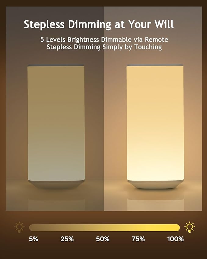 Bedside Table Lamp Touch & Remote 3 Modes & 256 RGB Colors, Touch Night Light for Kids with Warm White Lights Dimmable, Nursery Night Light Timer for Bedroom Living Room Outdoor Camping