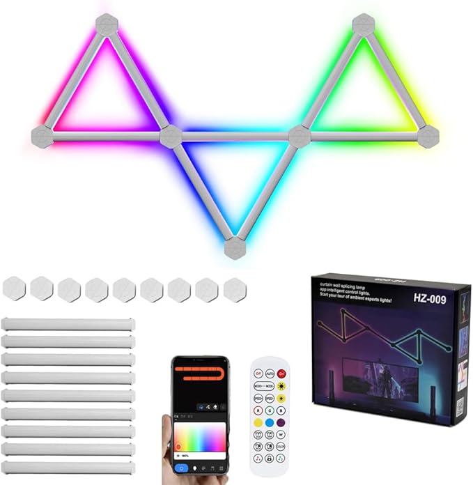 Smart Modular RGB LED Wall Lights Kit - DIY Shapeable Music Sync Backlit Panels w/Alexa & App Control | 16.8M Colors, 44+ Scene Modes, No-Drill Installation (9 LED Light)