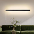 Modern Plug in Wall Lights, 31.4 inch Frosted Black LED Long Wall Sconce, 16W Warm White 3000K Acrylic Indoor Wall lamp,with 59" Plug Cable for Bedroom, Living Room, Hallway
