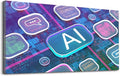 Wibinuki Wall Art Wall Decor Wall Paintings AI text on abstract transparent rectangles. Machine Learning s. AI - for Living Room Bedroom Bathroom Home Decor Can Be Hung Directly 20"x 40"