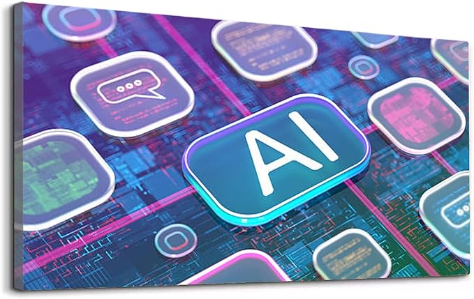 Wibinuki Wall Art Wall Decor Wall Paintings AI text on abstract transparent rectangles. Machine Learning s. AI - for Living Room Bedroom Bathroom Home Decor Can Be Hung Directly 20"x 40"