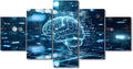 TUMOVO 5 Panel Digital Brain Canvas Printing Wall Art House Decoration for Wall Art Work for Wall Decor Living Room Neural Network Pictures for Bedroom Wall Decor Poster and Prints 60" Wx32 H