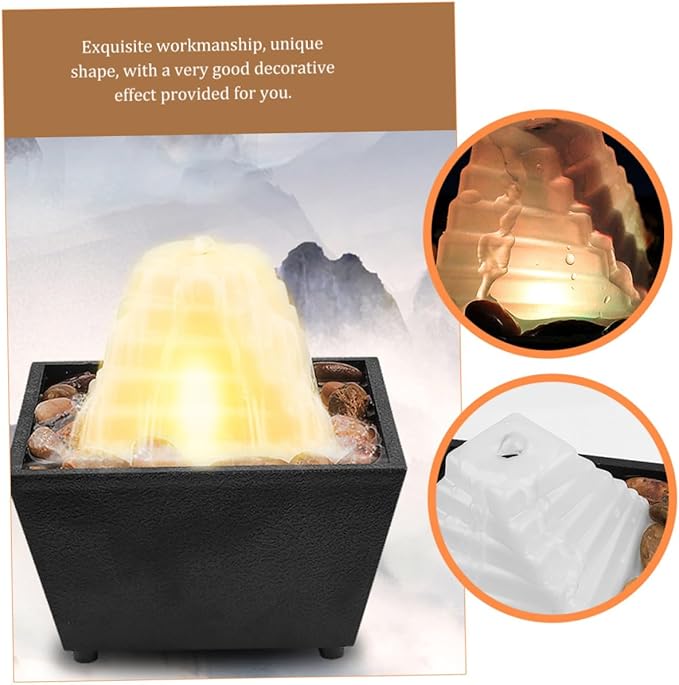 Creative LED Light Table Fountain Indoor Desktop Waterfall Ornament Zen Decor for Home Office Relaxation and Stress Relief