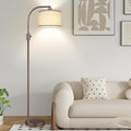 Nintiue Upgraded Modern Arc Dimmable Tall Standing Floor Lamp with Linen Shade, 1200 Lumens LED Bulb Included, for Living & Reading Room, Bedroom, Office & Nursery, Brown