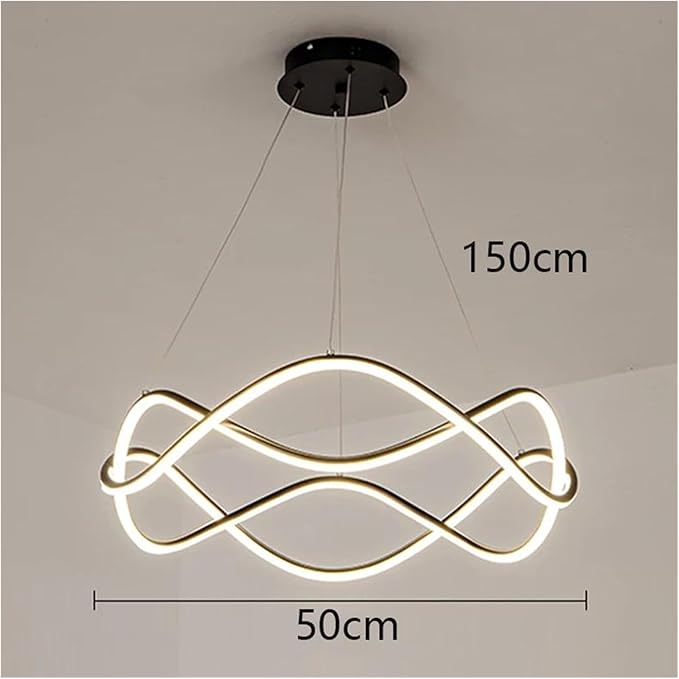 Modern Home Decor Led Lights Pendant Light Lamps for Living Room Chandeliers for Dining Hanging Indoor Lighting,Modern LED Chandelier(RC Remote dimming,Black-D50cm)