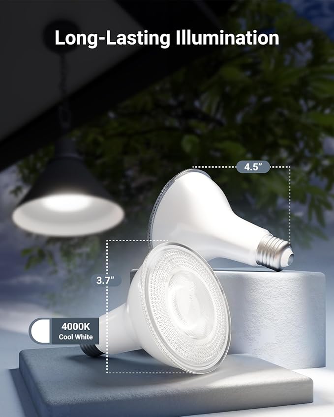 Sunco 4 Pack PAR30 LED Dusk to Dawn Light Bulbs, 850 Lumens, 11W, 4000K Cool White, Non-Dimmable, E26, Wet Rated Outdoor Flood Light Bulb with Photocell Sensor, for Porch, Patio, Backyard, UL