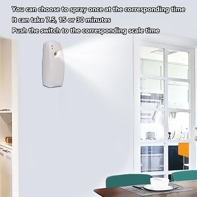 1 Pack Automatic Air Freshener Spray Dispenser, Timing Air Freshener Container, Suitable for Cans Size 5.51"×2.56", Cans Capacity 300ml/10fl.oz, Three Time Options for Spray