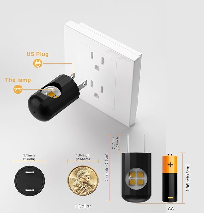 Plug-in LED Night Lights,Automatic Night Lights Plug into Wall,Dusk to Dawn Sensor 4000K,Bathroom, Hallway, Bedroom,Kitchen, Stairways, Non-Dimmable,6 Pack