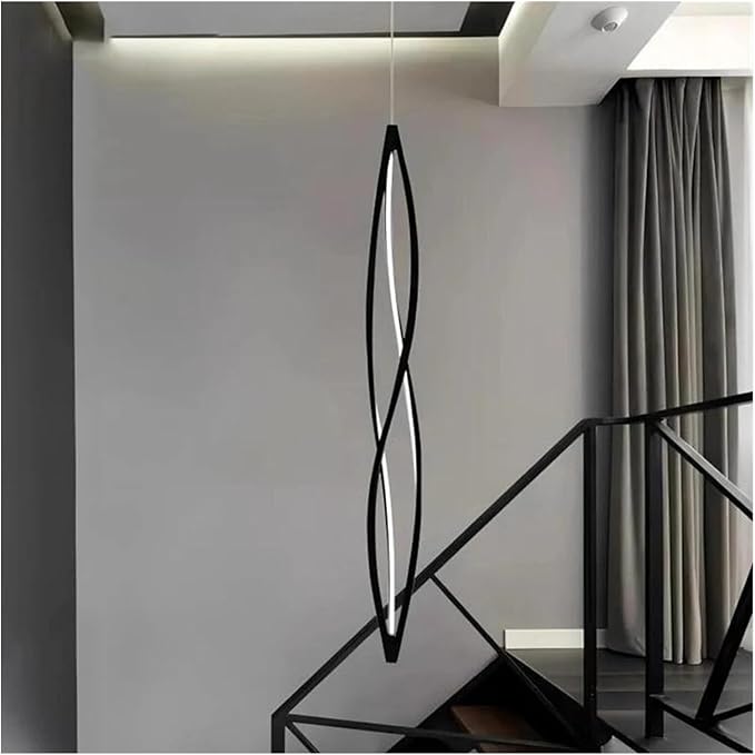 Pendant Lights, Modern Home Decor Led Lights Pendant Light Lamps Forstaircase Chandeliers for Living Room Hanging Indoor Lighting(APP with RC Dimmable,Black 120cm)