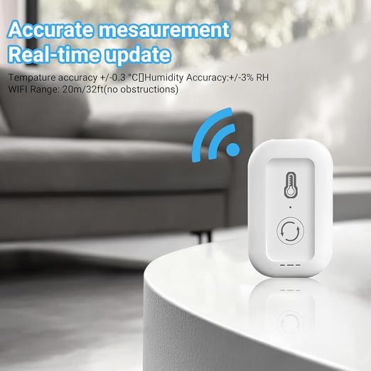 DAYBETTER 1PACK Smart Thermometer Hygrometer, 2.4G WiFi Indoor Temperature Humidity Sensor, Real Time App Notification, for Home Nursery Greenhouse, No Tuya Smartlife Magic Home Support