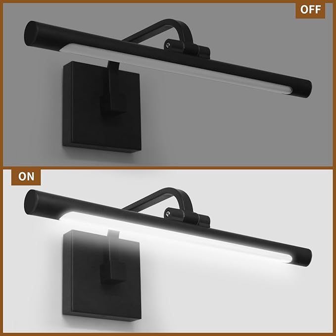 330° Rotatable LED Bathroom Vanity Light, 15.7 Inch Mirror Lighting Fixture Over Mirror，12W, 6000K, IP44 Waterproof, Black Bar Light Fixture for Bathroom.LED Bathroom Lighting