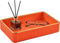 PU Leather Valet Tray,Desk Organizer Tray Nightstand Organizer Trinket Dish Storage Key Bowl Decorative Trays for Phone Wallet Jewelry Watch Bathroom Bedroom Perfume Vanity Trays,Orange