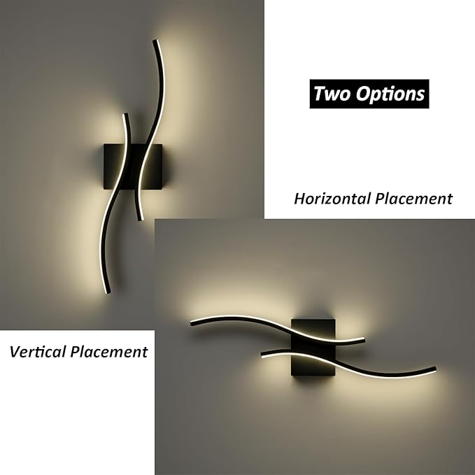 Modern Led Sconce Wall Lighting Indoor 24" Minimalist Industrial Black Wall Sconce Hardwire Wall Light for Small Space Bathroom Hallway Staircase Entryway