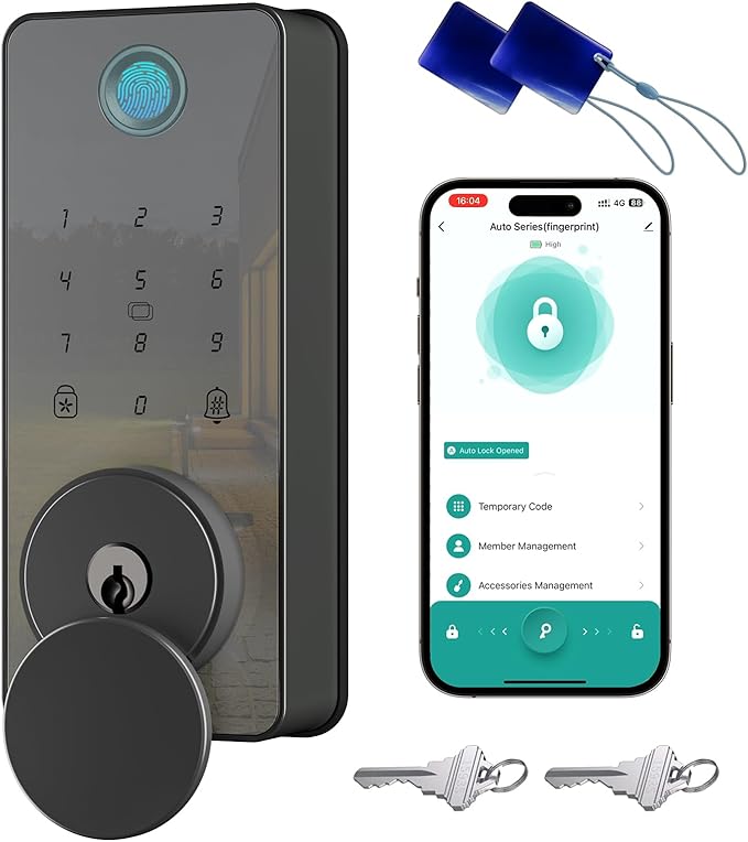 Fingerprint Door Lock, Biquole Keyless Entry Door Lock, Smart Lock with App Control, Electronic Keypad Deadbolt, Auto & One Touch Lock | Digital Smart Door Locks | Easy Installation | IP54 Waterproof
