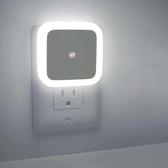 6Pcs Square LED Night Light Intelligent Sensor Control Induction Energy-Saving Bedside Socket Lamp Room Hallway Toilet Wall Home Lighting