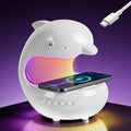 Smart LED Night Light with Bluetooth Speaker, Rechargeable Table Lamp with 15W Wireless Charging | 4 Lighting Modes | Timing | Dimmable Atmosphere Lamp for Bedroom, Home Decor, Party, Office