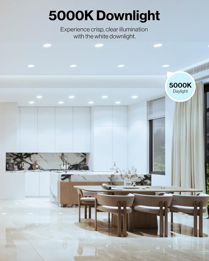 Sunco 24 Pack 6 Inch Smart Ultra Thin LED Recessed Ceiling Lights Slim, RGB+5000K Daylight, Dimmable, 15W, Canless Wafer with Junction Box - ETL