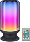 LED Color Changing Table Lamps, Dimmable Bedside Lamp with Remote, Plug in Desk Light Bedroom Lamp for Living Room-Black