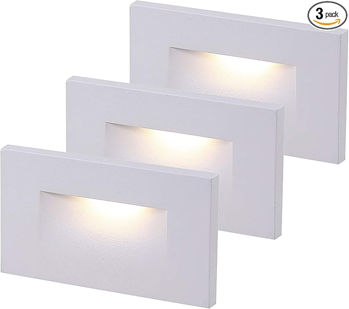 CLOUDY BAY 120V Dimmable LED Indoor Outdoor Step Light,3-Pack,3000K Warm White,Stair Light,White Finish