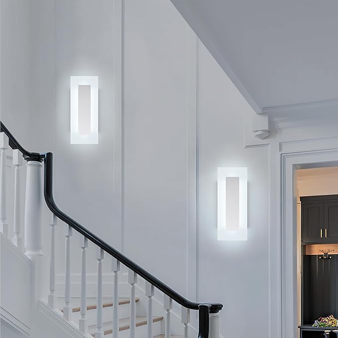 LMQNINE Modern Dimmable LED Wall Sconces Set of Two with 10%-100% Brightness Wall Light 9W 6000K Acrylic Chrome Wall Sconces Wall Lighting for Bedroom Living Room Hallway Staircase Corridor