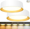 BrightHome Flush Mount Ceiling Light White, 13in 2600LM 25W, LED Ceiling Light Fixture 5CCT 2700K 3000K 4000K 5000K 6000K, Dimmable Ceiling Lamp for Bedroom Hallway, 2 Packs, White and Gold