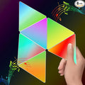 Smart RGB Modular Hex Light Panels LED Splicing Hexagon Bright Mood Wall Lamp Music Sync Creative DIY Geometric Gaming Lights Honeycomb Shape Panel Assembled Nightlight 6.3" Triangle-RGB- 6pcs