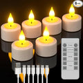 SoulBay Rechargeable Tea Lights with Remote, 6pcs LED Electric Flameless Flickering Candles with Timer & USB Cable for Home Lantern Table Party Bedroom Holiday Decorations, No Battery Needed
