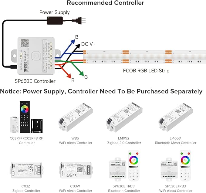BTF-LIGHTING FCOB COB RGB LED Strip Light, UL Listed, IP66 840LEDs/m High Density Flexible Color Changing Light, DC24V 32.8FT 10mm Width for Bedroom Cabinet Home Indoor Decor(No Adapter or Controller)