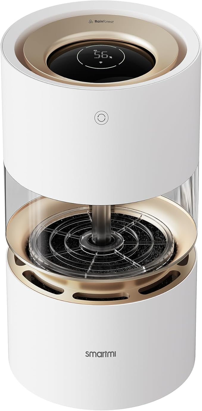Smartmi Evaporative Humidifiers for Bedroom home, Rainforest Air Humidifier, 3L No Mist Cool Humidifier with Top Fill Design, Smart Humidity Control, Works with HomeKit Alexa Google Assistant