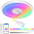 Zemty RGB Ceiling Light with Bluetooth Speaker, 24W 12Inch Smart Music Lights 3000K-6500K Dimmable with APP and Remote Control, Color Changing Led light Fixture Flush Mount for Bathroom Shower Bedroom