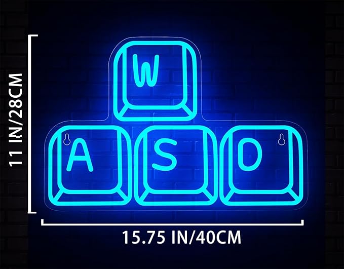 Gamer Led Neon Sign Wall Decorations Keyboard Shaped Dimmable USB Adjustable Brightness for Boys Gaming Room Bedroom Man Cave Gifts for Men Neon Lamp Game Room Accessories