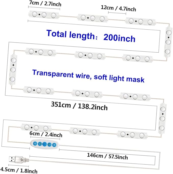 1set Led Vanity Mirror Lights Adjustable Brightness USB Powered Makeup Lights for Mirrors Installation Professional Lighting for Makeup Application