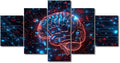 TUMOVO 5 Panel Digital Human Brain Decor for Bedroom Artificial Intelligence Technology Canvas Wall Art for Living Room Posters for Bedroom Futuristic Technology Paintings Artwork 60" Wx32 H
