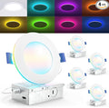 Sunco 4 Pack 4 Inch Smart Ultra Thin LED Recessed Ceiling Lights with Night Light, Tunable CCT 2700K to 6000K, Dimmable, 11W, Smooth Trim, Canless with Junction Box