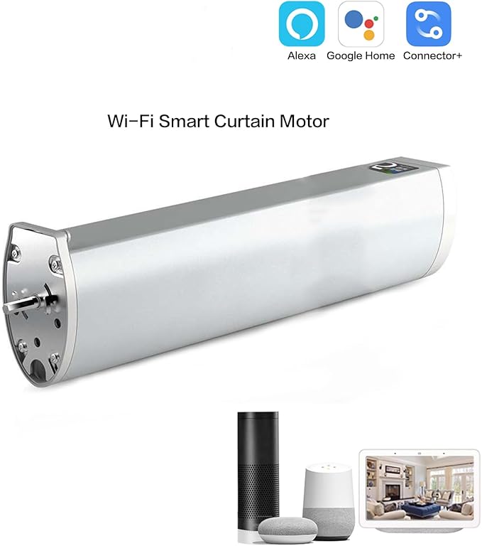 Smart Curtains System, Automatic Curtain Opener with Remote, Control by Alexa Google Home Connector APP WiFi Motorized Curtain Motor Track, Electric Curtain Opener for Bedroom (3m(118.11inch)), White