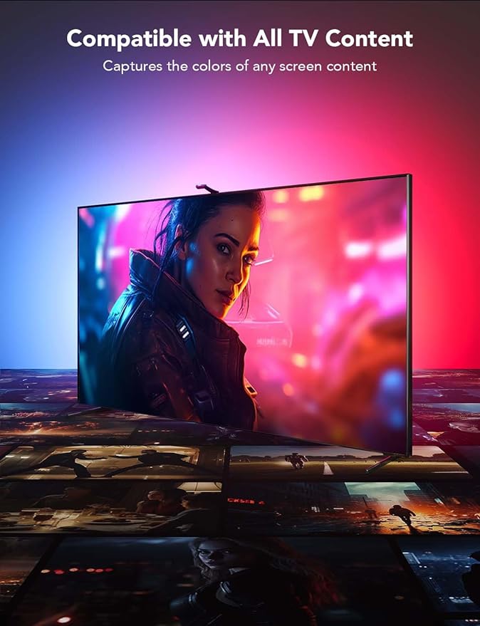 Govee Envisual TV LED Backlight T2 with Dual Cameras, 11.8ft RGBIC Wi-Fi LED Strip Lights for 55-65 inch TVs, Double Strip Light Beads, for Home Decorations, Smart App Control, Music Sync