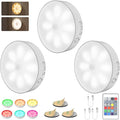 LED Under Cabinet Lights, Motion Sensor Lights Indoor with Remote, 1000 mAh Rechargeable, 3 Color Temps & 10 RGB Dimmable Puck Light, Closet Lights Night Light for Kitchen, Hallway (3 Packs)