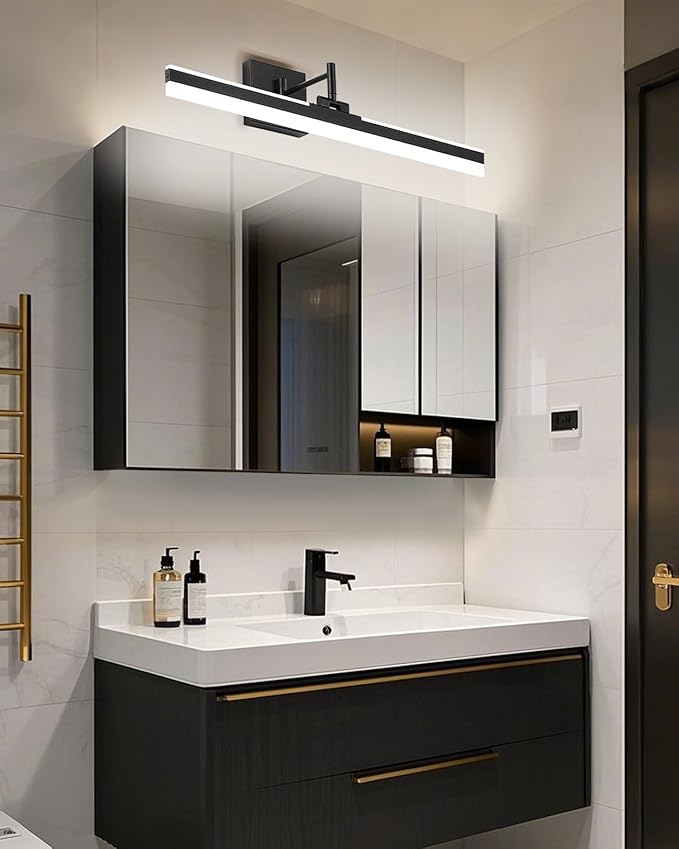 Modern LED Vanity Light Fixture,Metal Black 23.6‘’ 5CCT DimmableAdjustable & Rotatable Bathroom Light Fixture Above Mirror, Wall Sconce