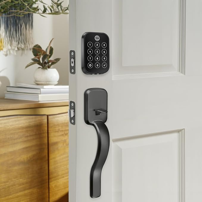 Yale Assure Lock 2 Touch Deadbolt with Ridgefield Handle, Black Suede Smart Keyless Entry Door Lock with Wi-Fi Connected Touch Keypad and Fingerprint Scanner, B-YRD450-F-WF1-RX-BSP
