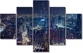 5 Panel Advanced City Poster Modern Digital Transformation Canvas Art Big Data Connection Picture Printing Internet Workers Living Room Bedroom Wall Decor Frame and Stretched Ready to Hang 60x40 Inch
