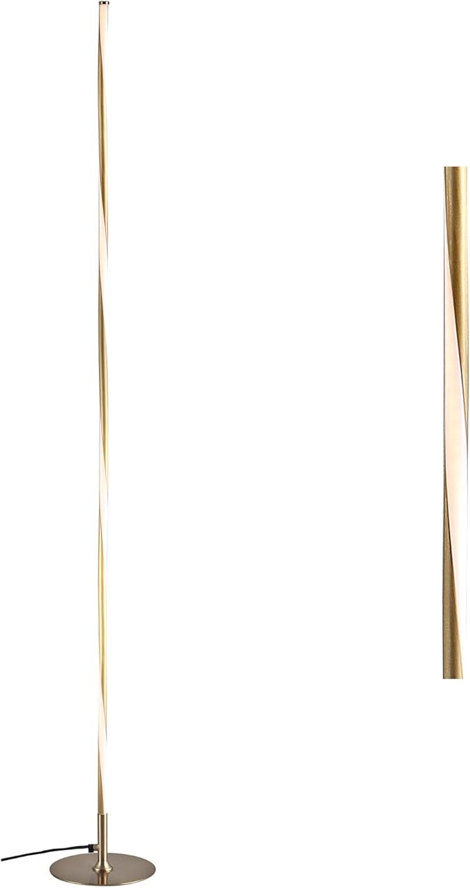 Eyely EYL7006B Ziggy 63.75" LED Integrated Floor Lamp for Reading Room, Living Room, Office, Bedroom, Modern, Contemporary, Gold