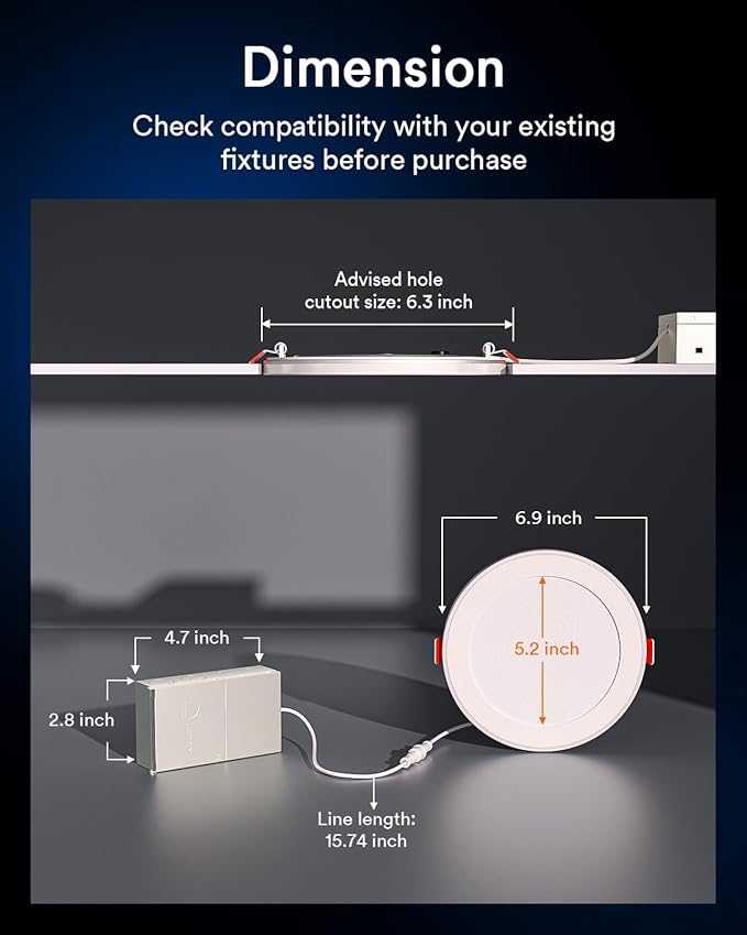 Lumary RGBAI Smart Recessed Lighting 6 Inch with Gradient Accent and Night Ring, 12W 1000LM Wi-Fi LED Recessed Lights, LED Downlight Compatible with Alexa/Google Assistant/Siri, 4PCS