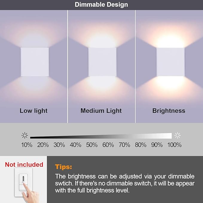 Lightess Modern Wall Sconce Dimmable 10W Hardwired, Up Down Wall Mount Lights Indoor Mini Metal LED Wall Lamp for Living Room Bedroom Hallway Decor, Warm White, O1181TP