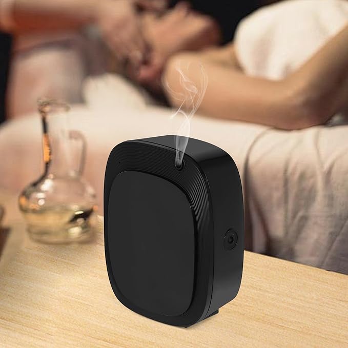 Smart Portable Scent Machine for Home Car Office, Mini Waterless Diffuser with Type-C Charging, Cordless Aromatherapy Air Freshener, Rechargeable Battery Operated, 3 Mist Levels Timer Setting, Black